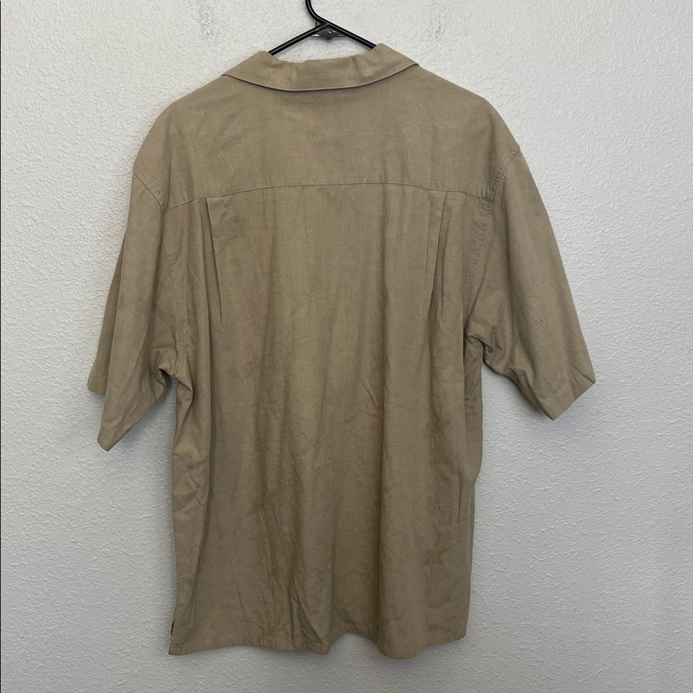 OP Casual Hawaiian Style Button Down Khaki Palm Tree Size Large - Picture 3 of 7